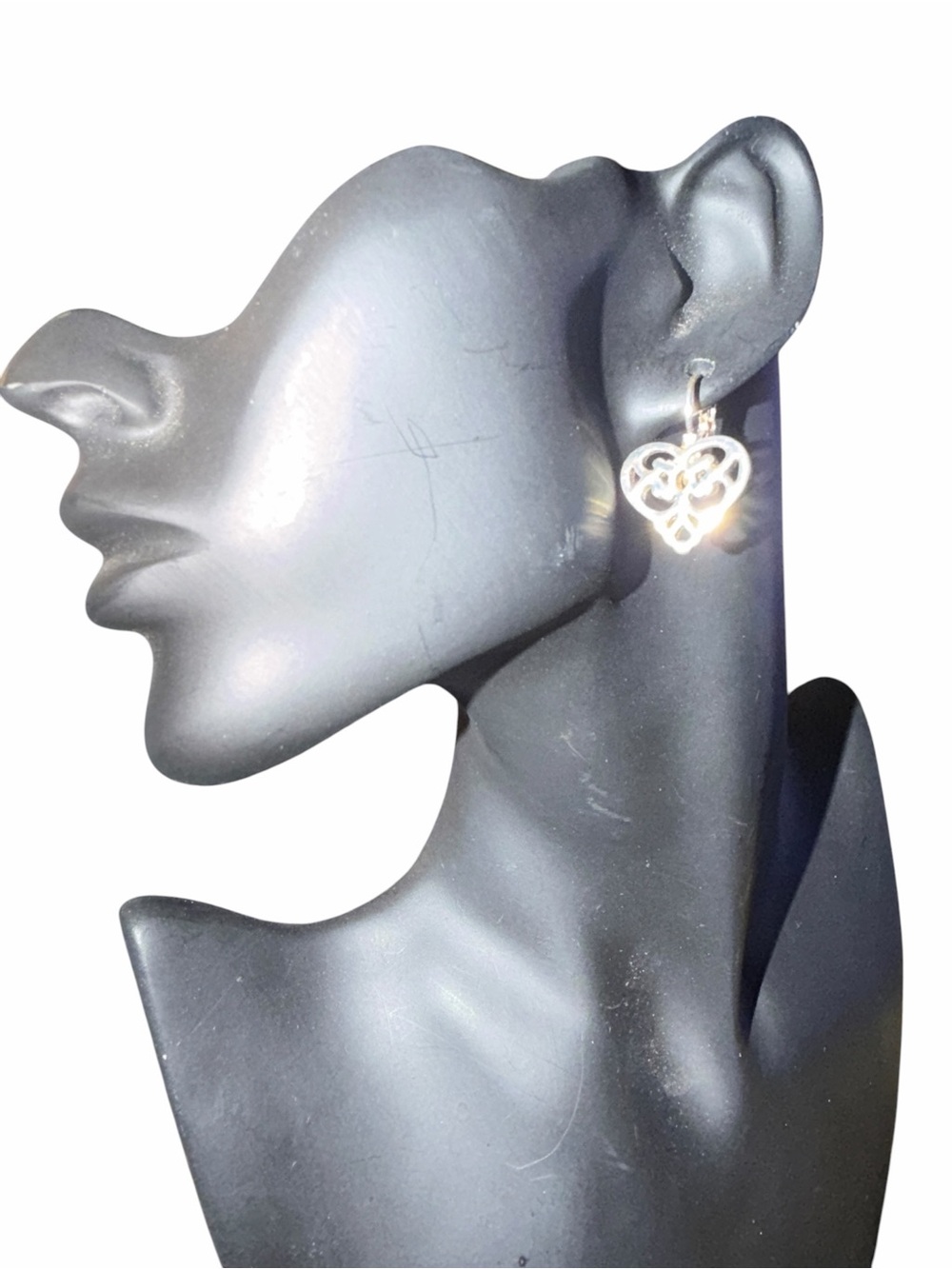 Silver tone Filigree Heart Drop Earrings - Women's Jewelry
